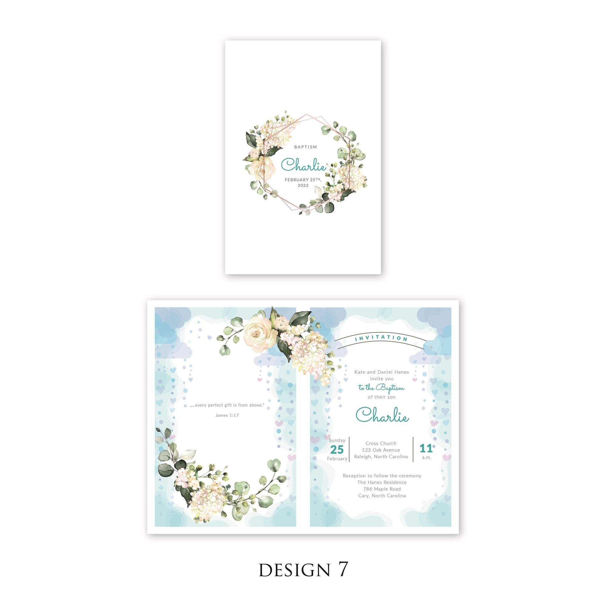 Personalised Baby Invitations with a photo - for Baby Boy - Baptism, First Year, Birthday