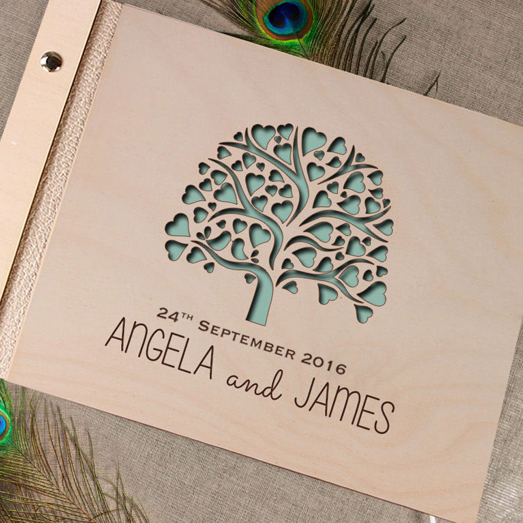 Green Tree Wooden Guest Book Custom Made Love Tree