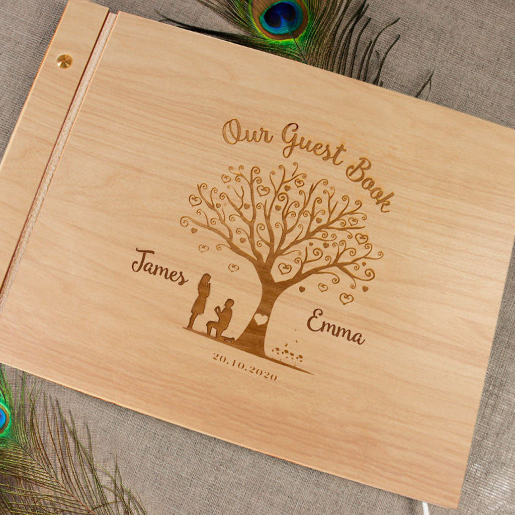 Heart Tree Wood Guest Book Personalized Wedding Photo Album Wood